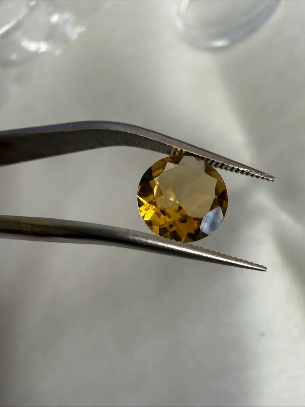 Lab Created Citrine Round Brilliant Cut Gemstone - Rich Golden Honey Yellow
